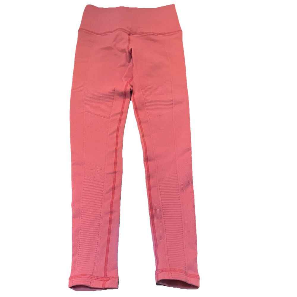 Avocado Moto Leggings Pink Seamless Ribbed High Waist Small S Made in LA EUC